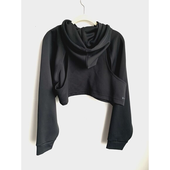 Adidas Aeroready Cropped Training Hoodie Black Women’s Medium Sweat-Wicking Gym - Picture 3 of 13